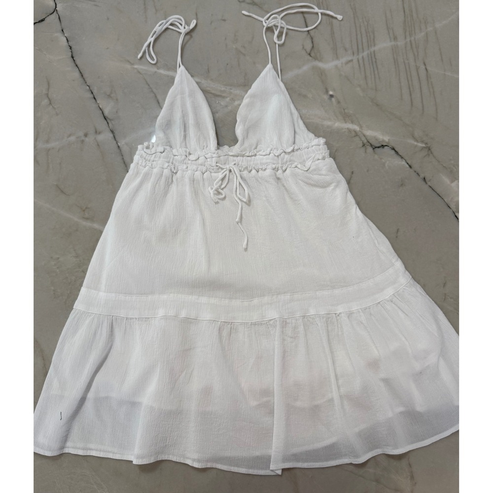 Princess Polly Dionne White Babydoll Mini Dress Tiered Summer Boho Womens Size 6